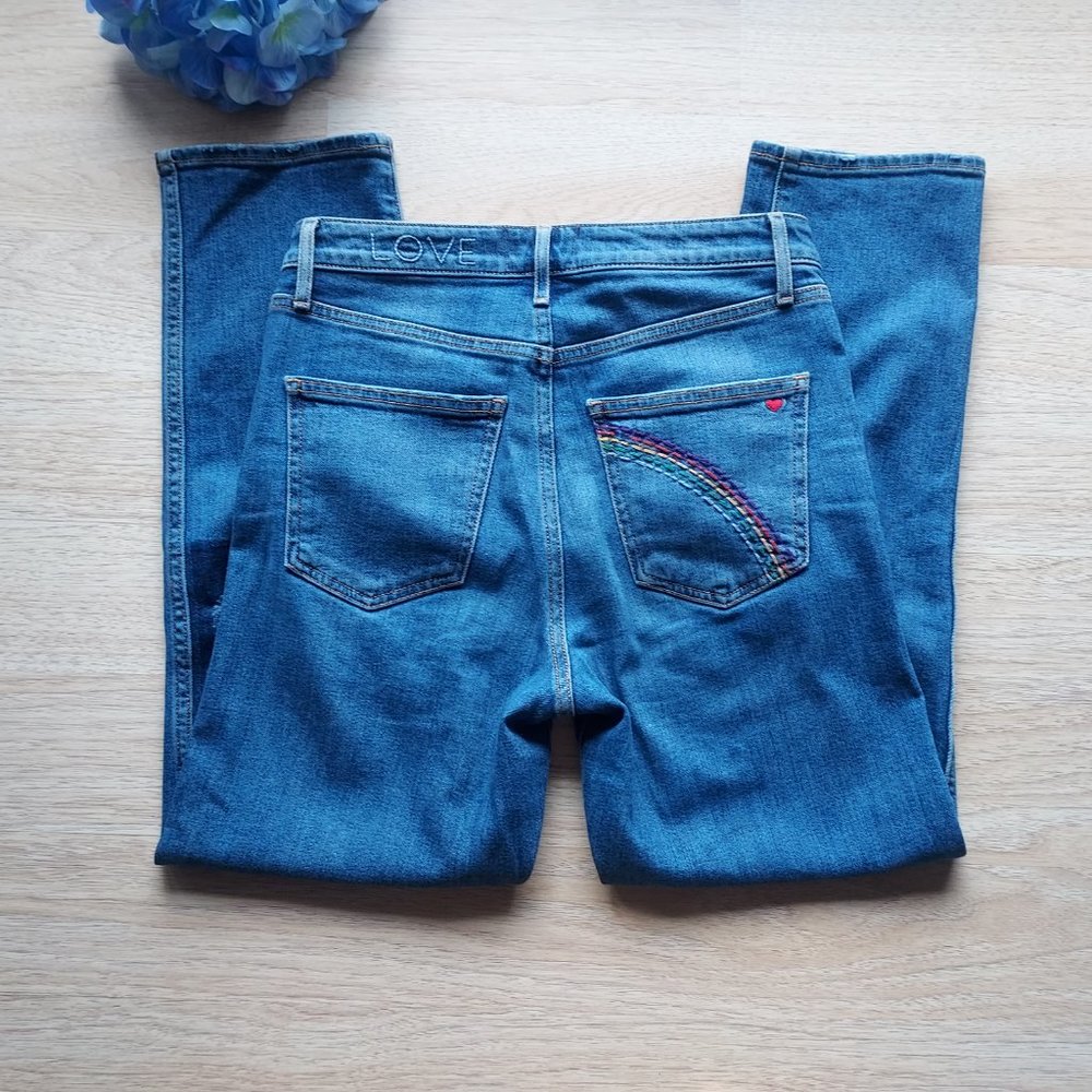 Sundry Love Rainbow Patch Button Fly Cropped Jean… - image 7